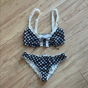 Sugar Thrillz Black and White Checkered Bikini Set